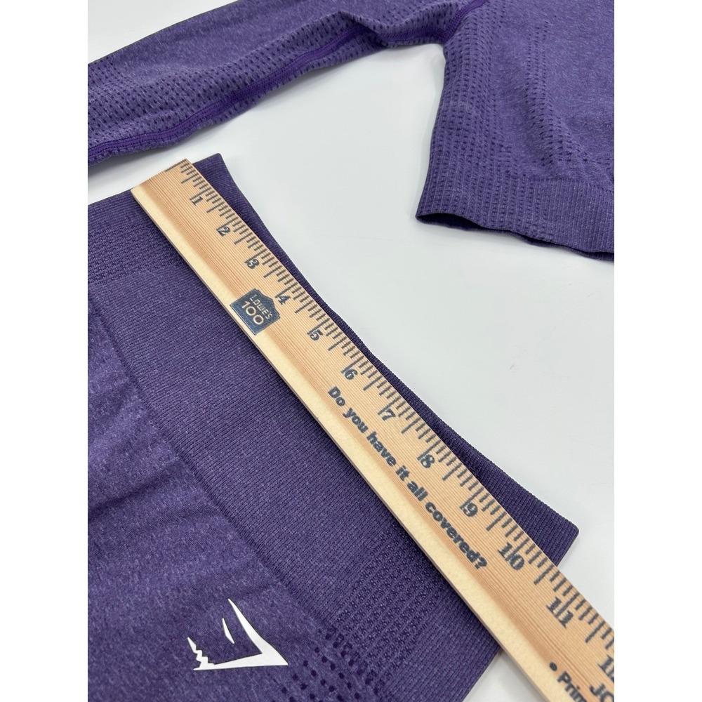 Gymshark Vital Seamless 2.0 Purple Long Sleeve Crop Top and Shorts Set Womens XS - Picture 5 of 12